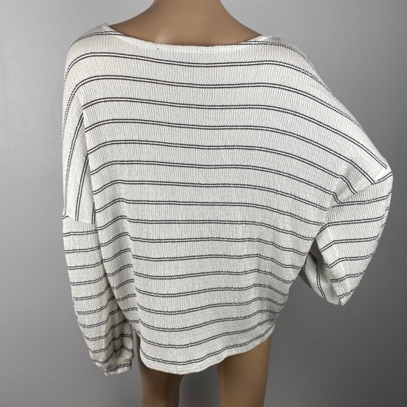 NEW FRENCH CONNECTION STRIPED BALLOON SLEEVE TOP - Picture 7 of 8